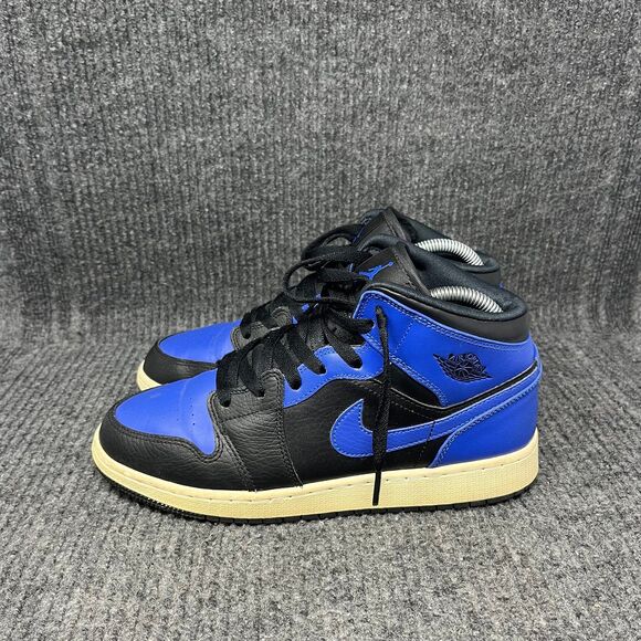 Nike Air Jordan 1 Mid Hyper Royal Blue Black Shoes Women’s 8.5 (7Y) 554725-077 - Picture 3 of 8